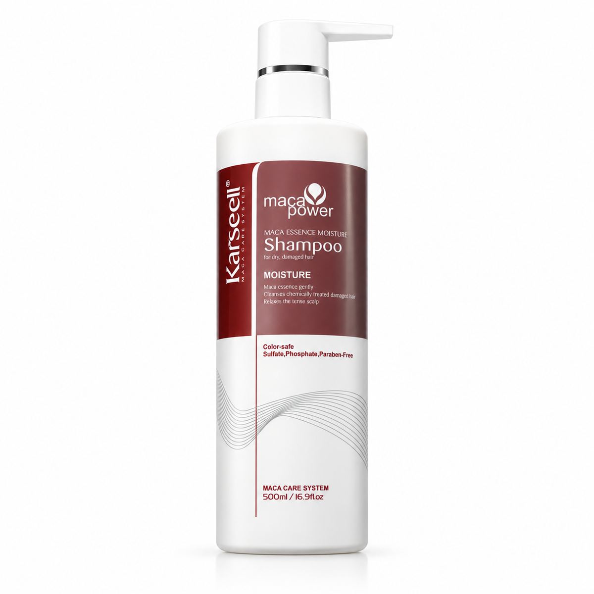 Shampoing Karseell Maca Power Moisture 500 ml sans sulfate pour cheveux secs et abîmés
