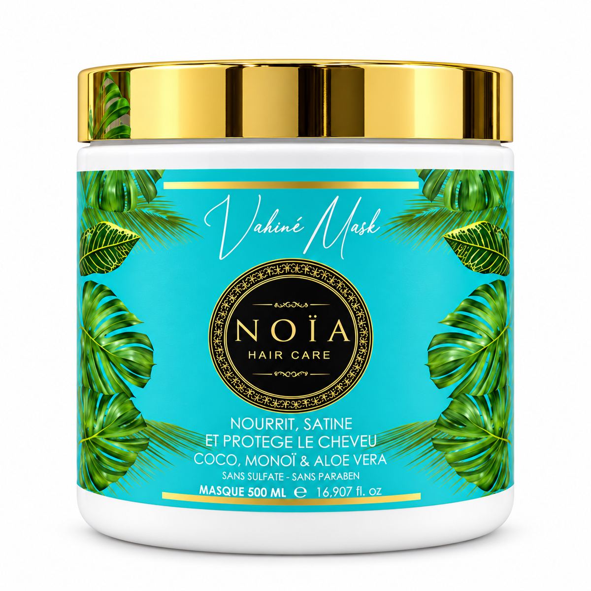 Masque Vahiné NOÏA Hair Care 500 ml nourrissant au coco, monoï et aloe vera pour cheveux secs