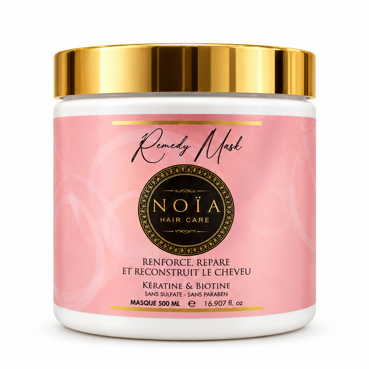 Masque Remedy NOÏA Hair Care 500 ml réparateur à la kératine et biotine pour cheveux abîmés, sans sulfate