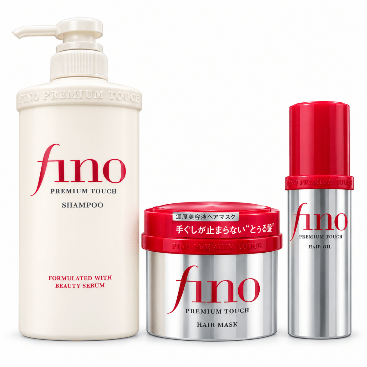Kit Fino Premium Touch Shiseido : shampoing 550 ml, masque capillaire 230 g et huile 70 ml