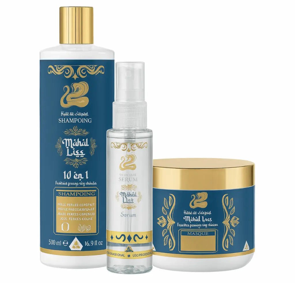 Kit Entretien Lissage Indien Complet - Shampoing Masque Sérum Huile de Serpent Mahal Liss